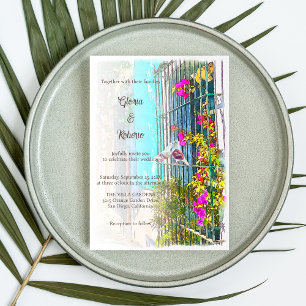 Floral Colourful Love Birds Mexican Wedding Invitation
