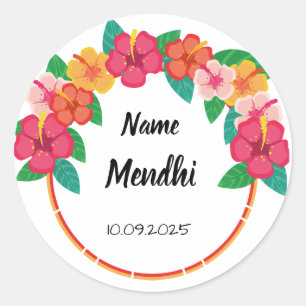 Floral colourful Mendhi favour stickers