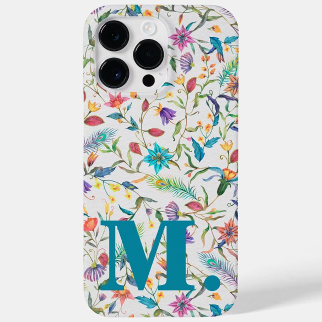 Floral Colourful Monogram Initial Letter Case-Mate iPhone Case (Back)