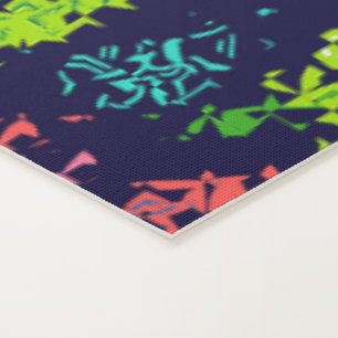 Floral colourful mosaic pattern blue background yoga mat