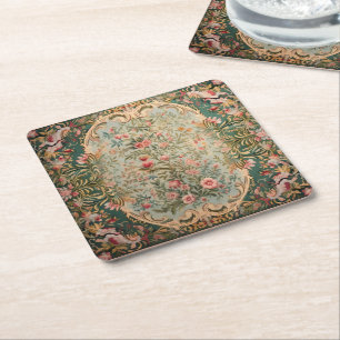 Floral Colourful Oriental Carpet Square Paper Coaster
