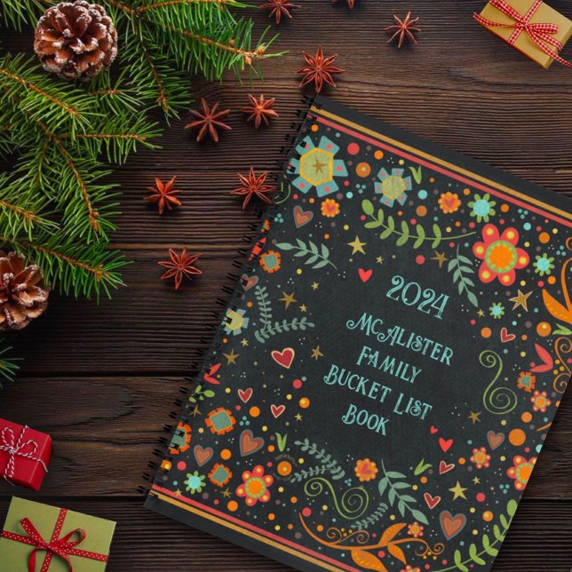 Floral Colourful Personalised Family Bucket List   Notebook (Creator Uploaded)