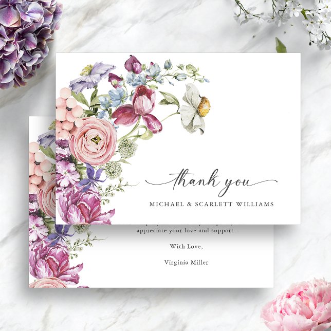 Floral Colourful Thank You Card (Elegant Jewel Tone Floral Colorful Thank You Card by Painted Paperie
)