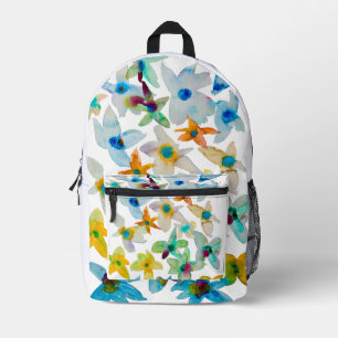 Floral colourful watercolor flower art printed backpack