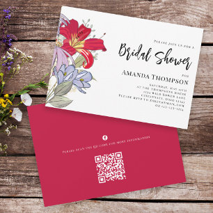 Floral Colourful Wild Flower Botanical QR Code Invitation