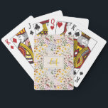 Floral colourful wildflower personalised initial playing cards<br><div class="desc">Modern girly floral colourful wildflower personalised name and initial simple classy playing card design.</div>