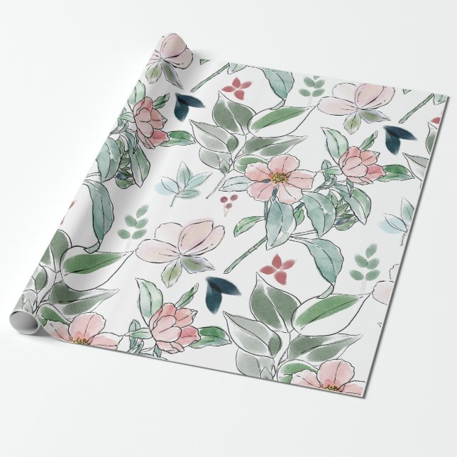 Floral Colourful Wrapping Paper (Unrolled)