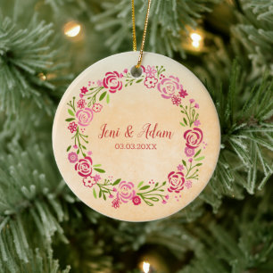 Floral Colourful Wreath Ceramic Ornament