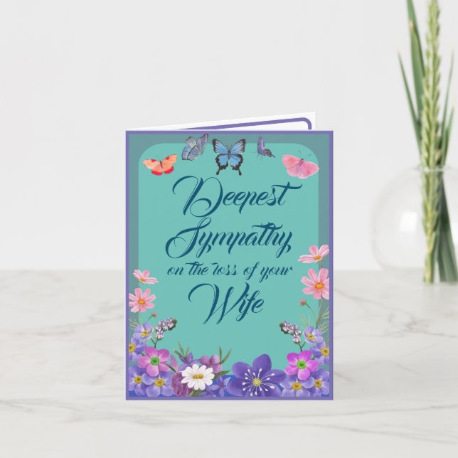 Floral Condolence Message Card For Loss Of Wife (Front)
