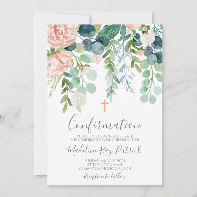  Floral Confirmation  Invitation (Front)