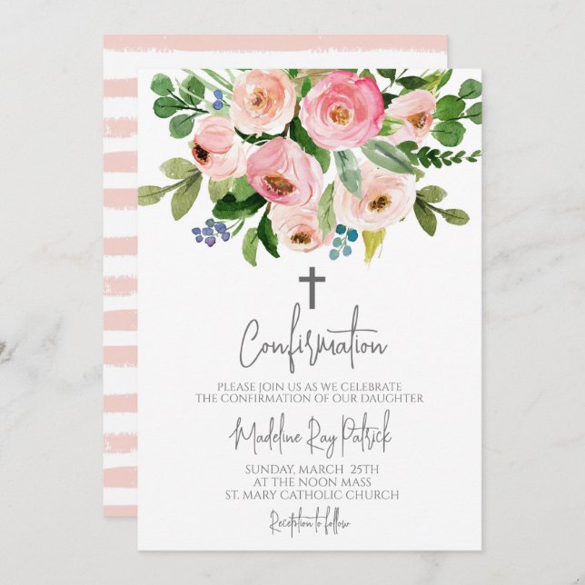 Floral Confirmation  Invitation (Front/Back)