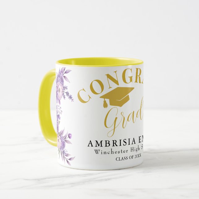 Floral Congrats Grad Combo Mug – Perfect Gift Idea (Front Left)