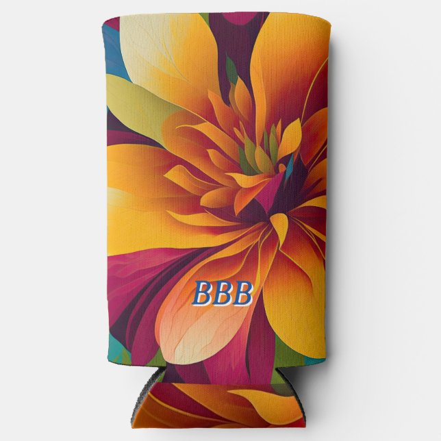 Floral Contemporary Modern Art Seltzer Can Cooler (Front)