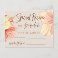 Floral copper glitter script bridal shower recipe