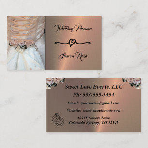 Floral & Copper Wedding Planner Business Card