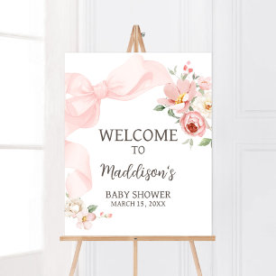 Floral Coquette Baby in Bloom Baby Shower Welcome Poster