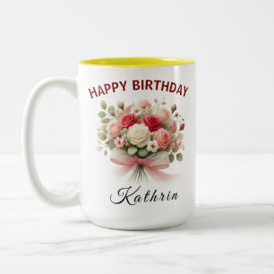 Floral Coquette Bow Happy Birthday Mug for Her