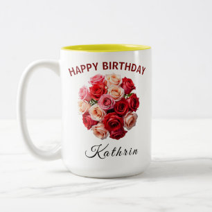 Floral Coquette Bow Happy Birthday Mug for Her