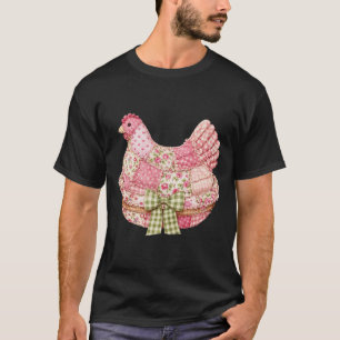 Floral Coquette Bow Patchwork Chicken Hens Grandma T-Shirt