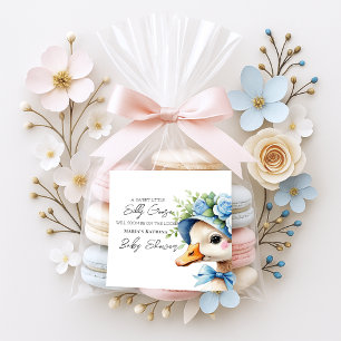 Floral Coquette Bow Silly Goose Boy baby shower Square Sticker