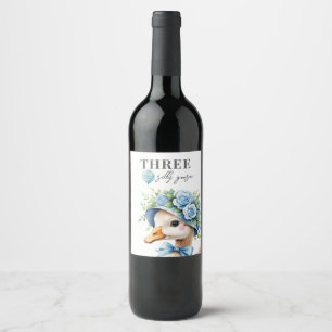 Floral Coquette Bow Silly Goose Boy Birthday Wine Label