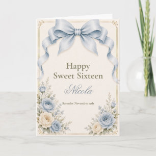 Floral Coquette Bow Sweet Sixteen Card