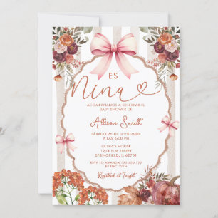 Floral coquette Es Nina Spanish Baby Shower Invitation