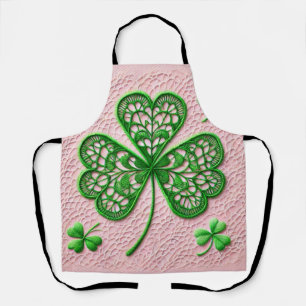 Floral coquette lace shamrock St Patrick's day Apron