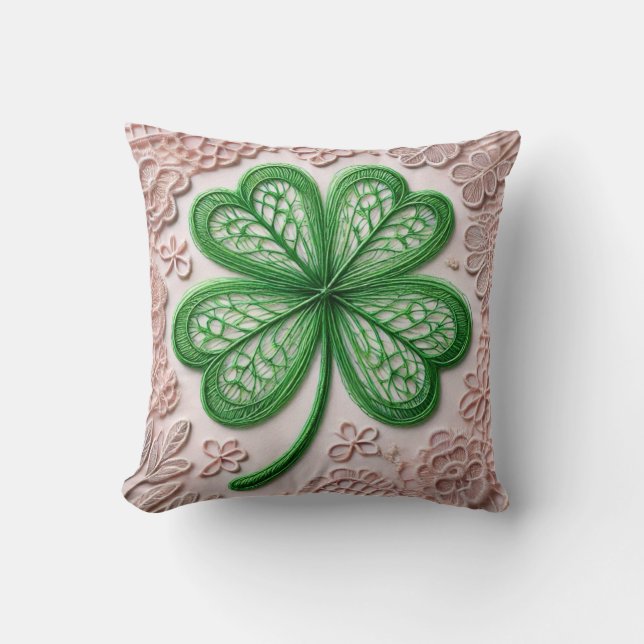 Floral coquette lace shamrock St Patrick's day  Cushion (Front)