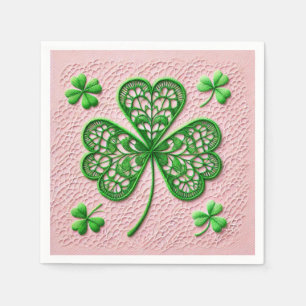 Floral coquette lace shamrock St Patrick's day Napkin