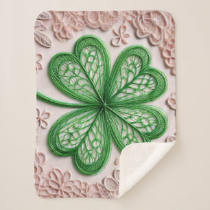 Floral coquette lace shamrock St Patrick's day Sherpa Blanket