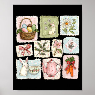 Floral Coquette Spring Easter Bunny Vintage Happy Poster