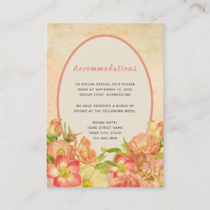 Floral Coral English Garden Country Wedding Enclosure Card
