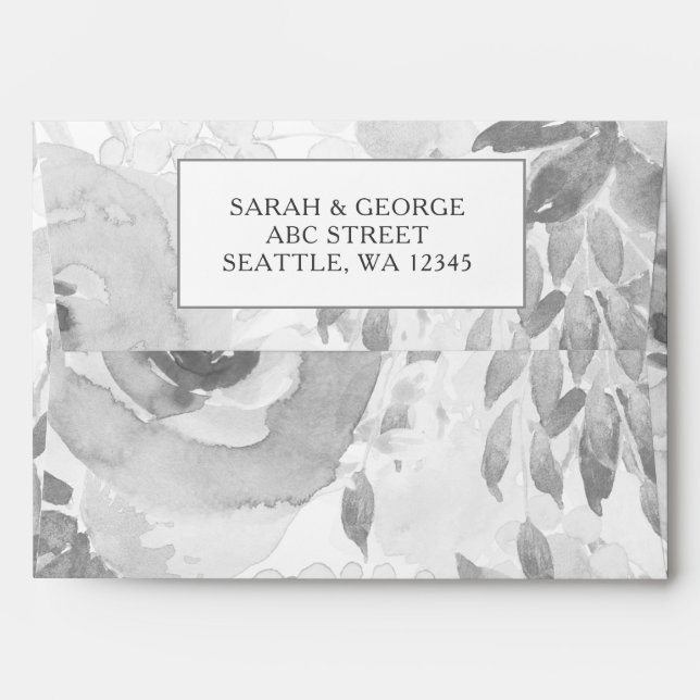 floral coral inner wedding invitation envelope (Back (Top Flap))