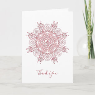 Floral coral mandala thank you card