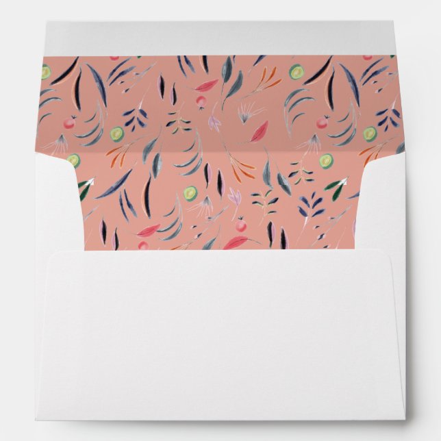 Floral Coral Pink Wedding Envelope (Back (Bottom))