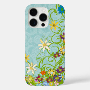 Floral Coral Yellow Purple Red Blue Damask iPhone 16 Pro Case