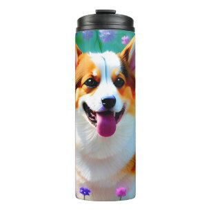 Floral Corgi Thermal Tumbler
