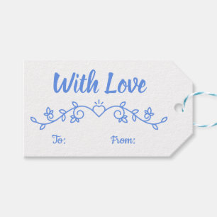 Floral Cornflower Blue Love Flower Laurel Wedding Gift Tags