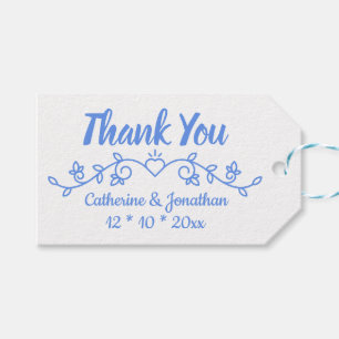 Floral Cornflower Blue Thank You Flower Laurel Gift Tags