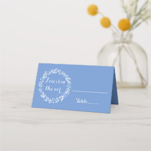 Floral Cornflower Blue Wedding Flower Escort Card