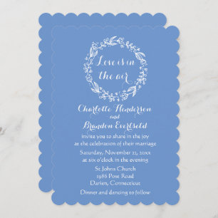 Floral Cornflower Blue Wedding Flower Love Wreath Invitation
