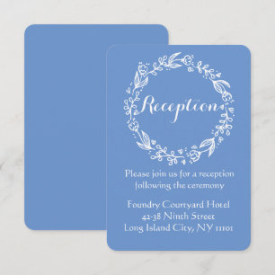 Floral Cornflower Blue Wedding Reception Flowers Invitation