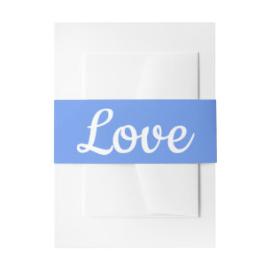 Floral Cornflower Blue White Laurel Flower Wedding Invitation Belly Band