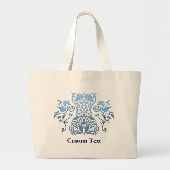 Floral Corset Damask Icon Large Tote Bag (Front)