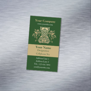 Floral Corset Damask Icon Vertical Magnetic Business Card