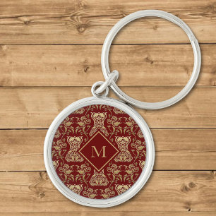 Floral Corset Damask Pattern Key Ring