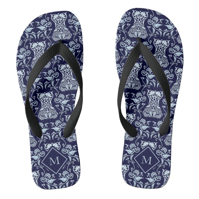 Floral Corset Damask Pattern Thongs (Footbed)