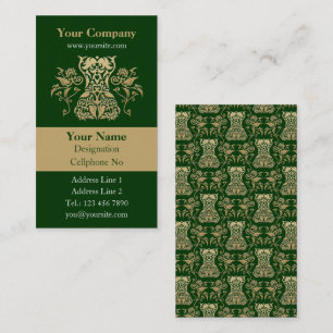 Floral Corset Damask Pattern Vertical Business Card