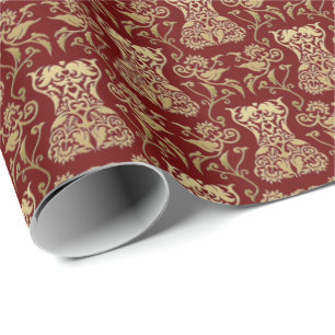 Floral Corset Damask Pattern Wrapping Paper